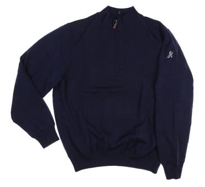 New W/ Logo Mens Turtleson Lined Merino 1/4 Zip Sweater X-Large XL Navy MSRP $245