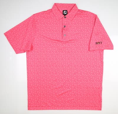 New W/ Logo Mens Footjoy Painted Floral Lisle Traditional Fit Polo Large L Watermelon MSRP $72