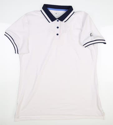 New W/ Logo Womens Peter Millar Golf Polo Large L White MSRP $89