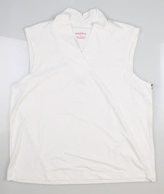 New Womens Kinona Light and Lovely Sleeveless Polo X-Large XL White MSRP $99