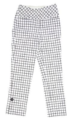 New Womens Swing Control Grid Golf Ankle Trouser Pants 2 White/Black MSRP $130