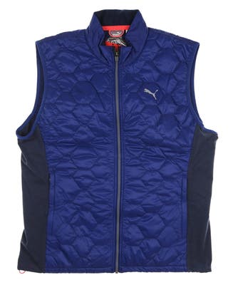New W/ Logo Mens Puma Cloudspun WRMLBL Vest Medium M Blazing Blue MSRP $120