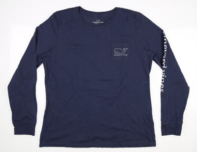 New Womens Vineyard Vines Golf Long Sleeve T-Shirt Medium M Navy Blue MSRP $48