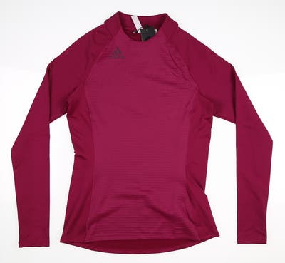 New Womens Adidas COLD.RDY Long Sleeve Mock Neck Small S Power Berry MSRP $75