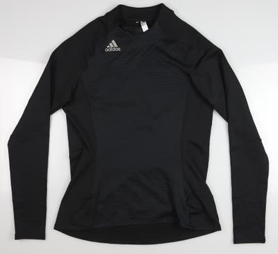 New Womens Adidas Golf Long Sleeve Mock Neck Large L Black MSRP $75