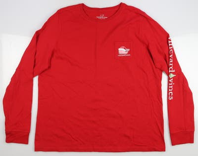 New Womens Vineyard Vines Christmas Long Sleeve T-Shirt Medium M Red Velvet MSRP $48