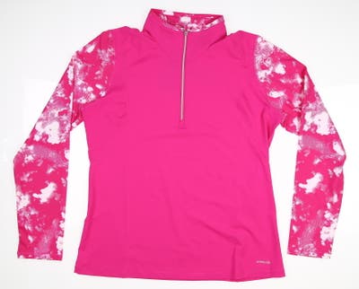 New Womens Annika by Cutter & Buck Golf 1/2 Zip Pullover Large L Pink MSRP $90