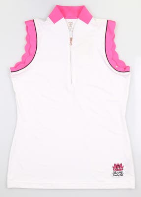 New W/ Logo Womens EP Pro Sleeveless Mandarin Collar Golf Polo X-Small XS White MSRP $70 5916NIA