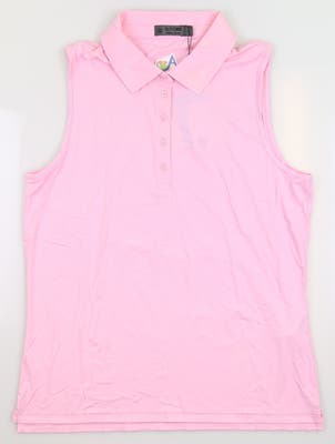 New W/ Logo Womens G-Fore Golf Sleeveless Polo Large L Pink MSRP $110