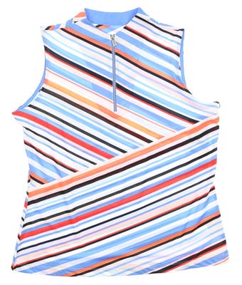 New Womens Tail Angelou Sleeveless Polo Large L Malibu Stripes MSRP $93