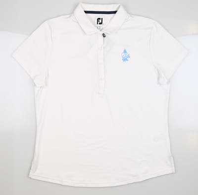 New W/ Logo Womens Footjoy Golf Polo Large L White MSRP $76