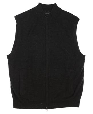 New Mens Dunning Lagmore Wool and Cashmere Full Zip Vest Large L Black Heather MSRP $300