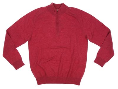 New Mens Dunning Lagmore Wool and Cashmere 1/4 Zip Sweater Large L Poppy Heather MSRP $275