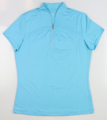 New Womens Tail Zip Top Golf Polo Small S Oceana Blue MSRP $90