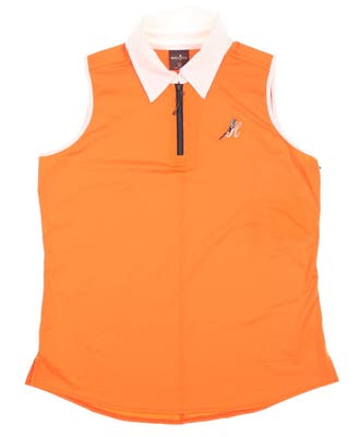 New W/ Logo Womens Belyn Key Zip Keystone Sleeveless Polo Medium M Orange MSRP $108