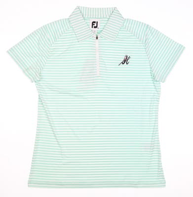 New W/ Logo Womens Footjoy Golf Polo Medium M Green/White MSRP $78