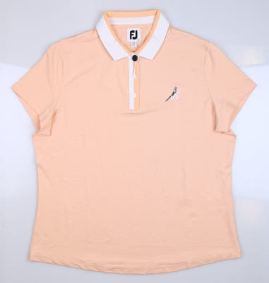 New W/ Logo Womens Footjoy Birdseye Polo X-Large XL Peach/White MSRP $78
