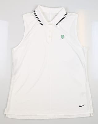 New W/ Logo Womens Nike Dri-Fit Sleeveless Polo Small S White MSRP $50
