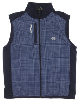 New W/ Logo Mens Ralph Lauren RLX Golf Vest Large L Blue Multi MSRP $188