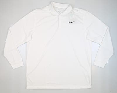 New Mens Nike Long Sleeve Dri-Fit Polo X-Large XL White MSRP $68