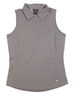 New Womens Golftini Sleeveless Zip Golf Polo Small S Gray MSRP $90