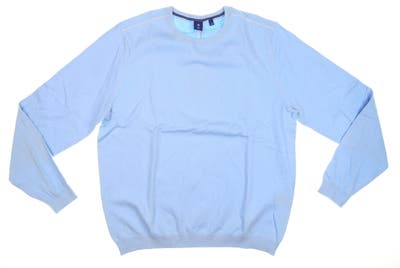 New Mens Footjoy 1857 Crewneck Sweater Large L Ice Blue/White MSRP $165