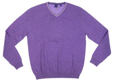 New Mens Footjoy 1857 100% Cashmere V-Neck Sweater Large L Iris/White MSRP $225