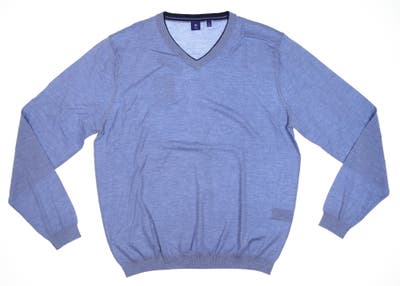 New Mens Footjoy 1857 Cashmere V-Neck Sweater Large L Blue MSRP $215