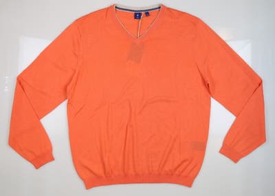 New Mens Footjoy 1857 Cashmere V-Neck Sweater Large L Coral MSRP $215