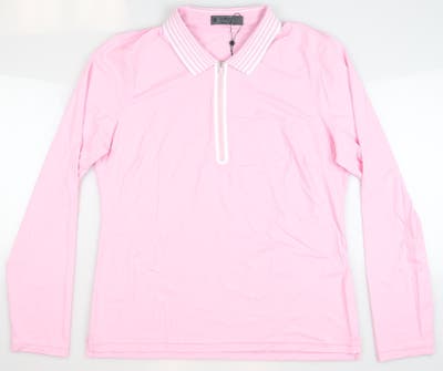 New Womens G-Fore Golf 1/4 Zip Pullover Large L Pink MSRP $120