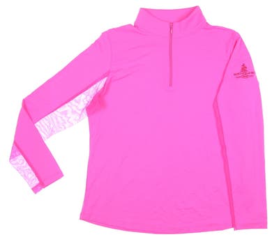 New W/ Logo Womens IBKUL 1/4 Zip Mock Neck Golf Pullover Large L Pink MSRP $100