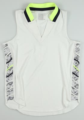 New Womens Lucky In Love Golf Sleeveless Polo X-Small XS White MSRP $75 GT83-120