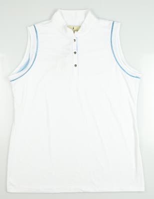 New Womens Sport Haley Sleeveless Golf Polo Large L White MSRP $80 H40605TM