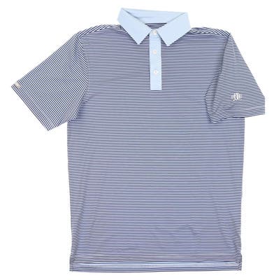 New W/ Logo Mens Straight Down Morgan Polo Small S Cool Blue MSRP $49