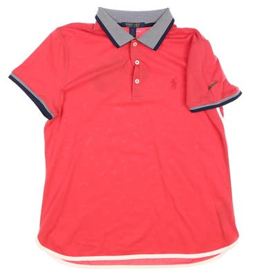 New W/ Logo Womens Ralph Lauren Golf Polo Large L Red/Blue MSRP $90