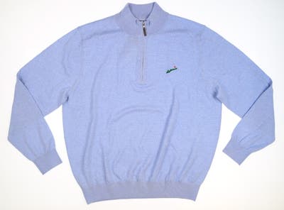 New W/ Logo Mens Fairway & Greene Baruffa Merino 1/4 Zip Sweater X-Large XL Mist MSRP $220
