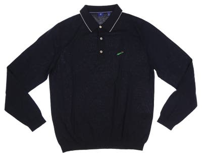 New W/ Logo Mens Footjoy 1857 Collared Sweater Medium M Navy Blue MSRP $340