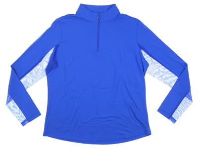 New Womens IBKUL 1/4 Zip Golf Pullover Large L Blue MSRP $98