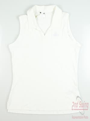 New Womens Adidas Go-To Sleeveless Polo Small S White MSRP $60 GL6656