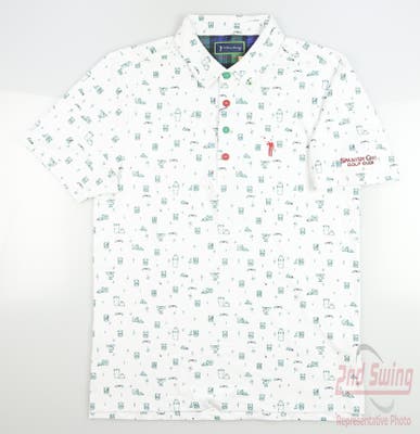 New W/ Logo Mens William Murray Golf Polo Small S White MSRP $90