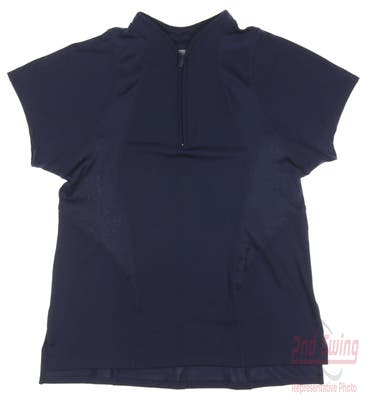 New Womens Lucky In Love Golf Polo Large L Navy Blue MSRP $69