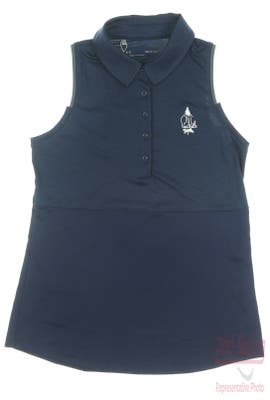 New W/ Logo Womens Under Armour Sleeveless Golf Polo Small S Navy Blue MSRP $73