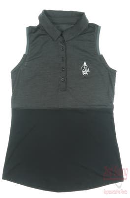 New W/ Logo Womens Under Armour Sleeveless Golf Polo X-Small XS Black Charcoal MSRP $73