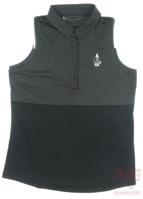 New W/ Logo Womens Under Armour Sleeveless Golf Polo Large L Black Charcoal MSRP $73