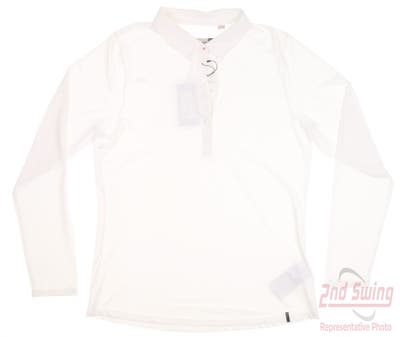 New Womens KJUS Long Sleeve Golf Polo X-Large XL White MSRP $129