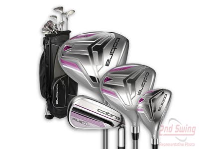 Mint Cobra Fly-XL Womens Silver/Plum Complete Golf Club Set Graphite Ladies Right Handed with Stand Bag