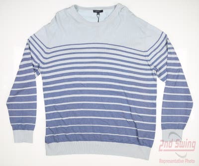 New Mens Turtleson Crockett Stripe Sweater X-Large XL Sky Denim MSRP $185 MF20S05-SKDE