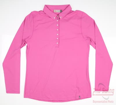 New Womens KJUS Scotscraig Long Sleeve Polo X-Large XL Pink MSRP $129 LG60-H07