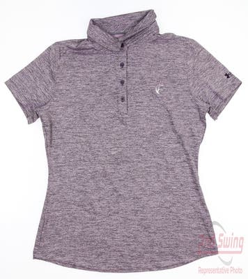 New W/ Logo Womens Under Armour Golf Polo Small S Purple MSRP $65 UW0467