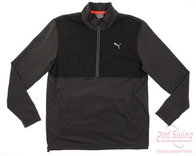 New Mens Puma 1/4 Zip Golf Pullover Medium M Black MSRP $120